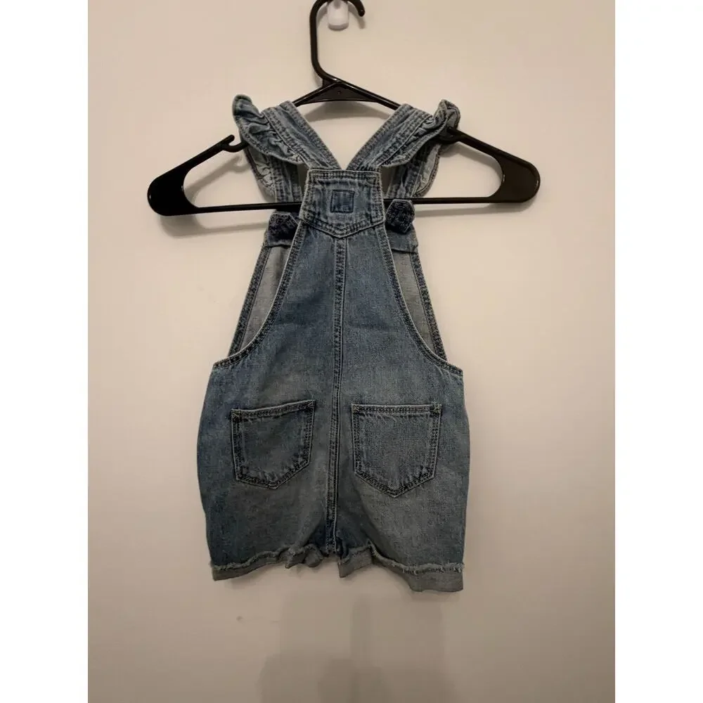 Gap Kids Denim Overall Shorts Toddler Girls Size 3 Years With Heart Detail